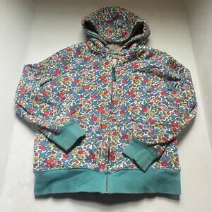 Mini Boden Blue Liberty Floral Sherpa Lined Hoodie Jacket